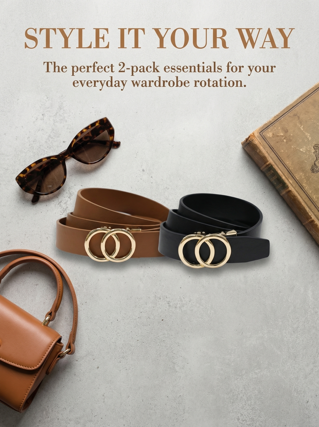 Double Ring Belt for Women — No-Hole Auto-Adjust Leather Belt