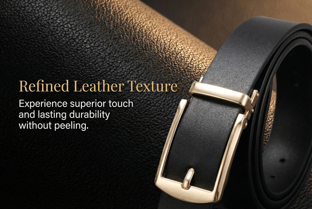 Square Buckle Belt for Women — No-Hole Auto-Adjust Leather Belt